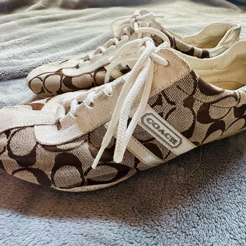 Coach Signature Brown and Cream Sneakers